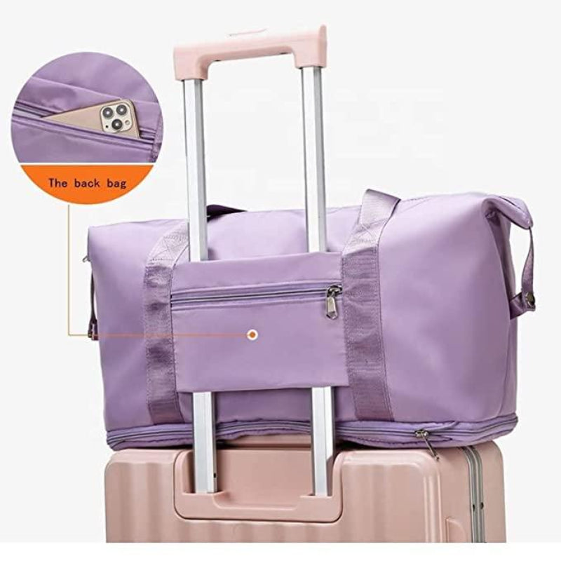 Foldable Nylon Travel Duffle Bag – Lightweight Waterproof Carry Bag (22 cm, Lavender)