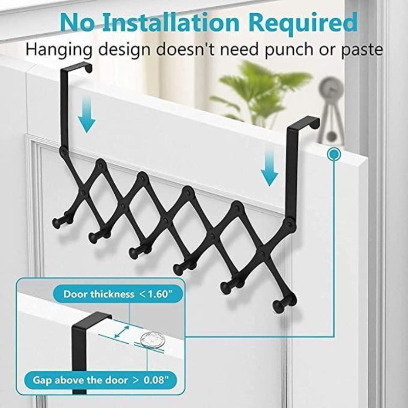 Alloy Steel Clothes Hanging Rack with 6 Hooks – No Drill Required