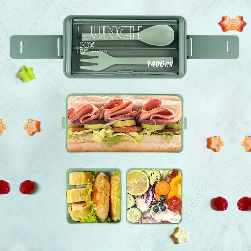 Bento-Style Compartment Lunch Box – Multi-Section Plastic Tiffin for Office, School & Travel