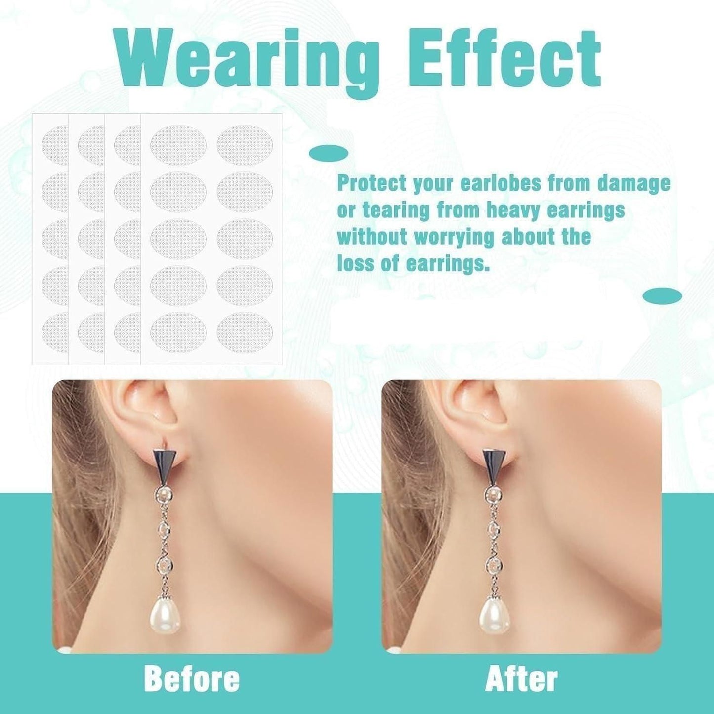 Premium Earlobe Support Patches for Heavy Earrings – 200 PCS (Pack of 2)