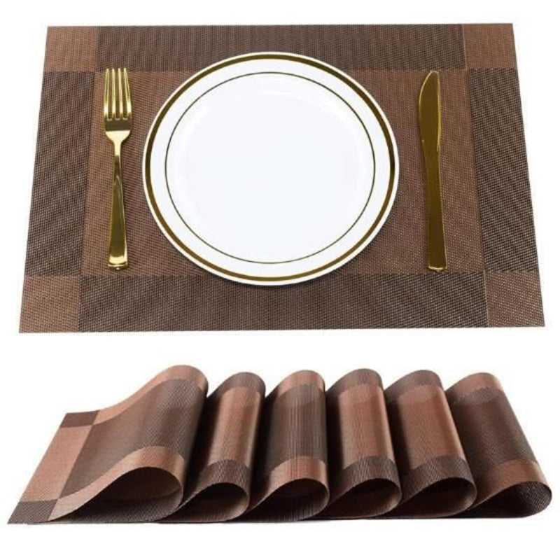 Premium Anti-Skid Heat-Resistant PVC Dining Table Placemats (Pack of 6)