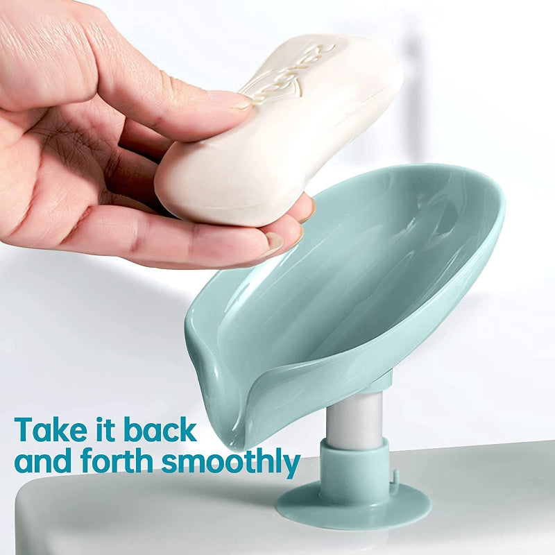 Leaf-Inspired Self-Draining Soap Holder with Strong Suction Cup (Pack of 2)