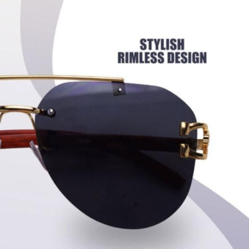 Premium Rimless Aviator Sunglasses – Lightweight Metal Frame with Polycarbonate Lenses
