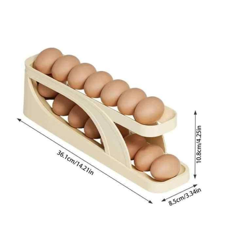 Automatic Rolling Egg Storage Rack – Gravity-Based Refrigerator Egg Organizer