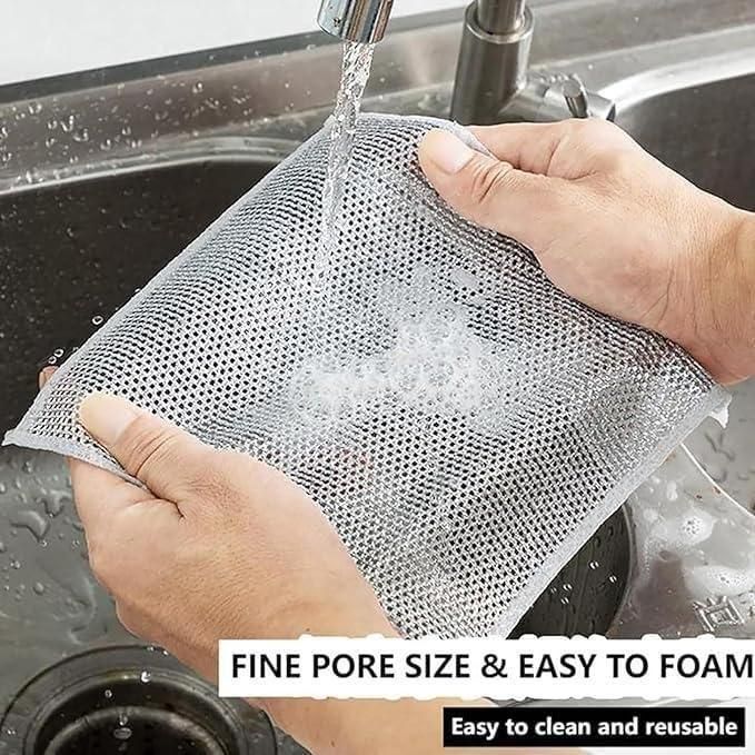 Multipurpose Wire Dishwashing Scrubber Rags for Wet & Dry Cleaning (Pack of 10)