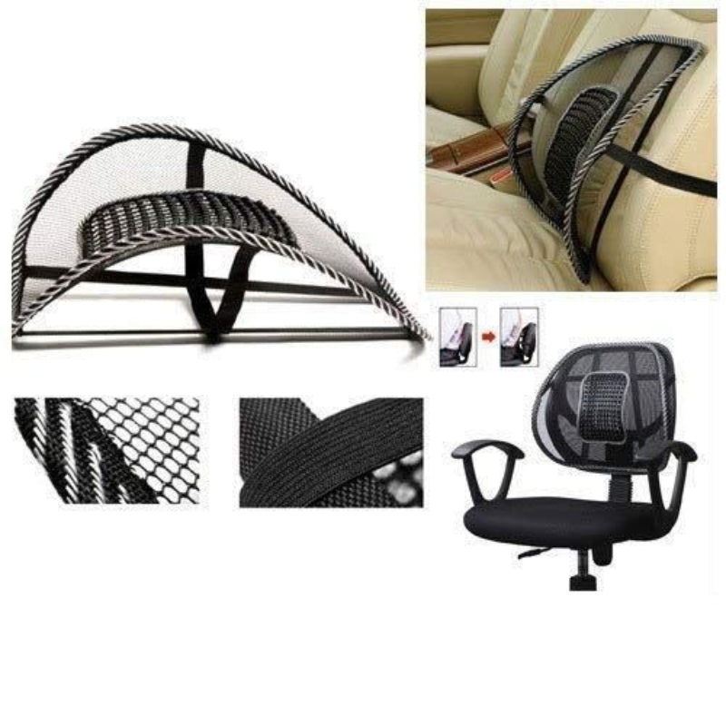 Car Lumbar Back Support Cushion – Breathable Mesh Seat Support for Back Pain Relief