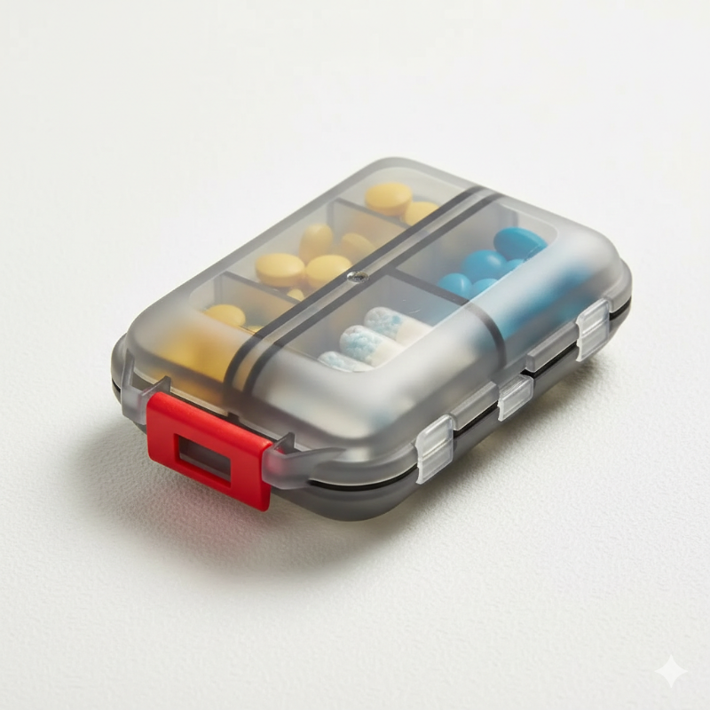 Portable Double-Layer Pill Organizer for Daily Medicines & Travel Use
