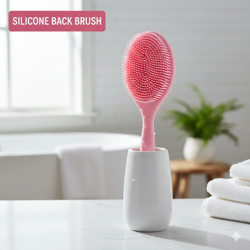 Premium Soft Silicone Back Scrubber – Double-Sided Long Handle Body Cleanser
