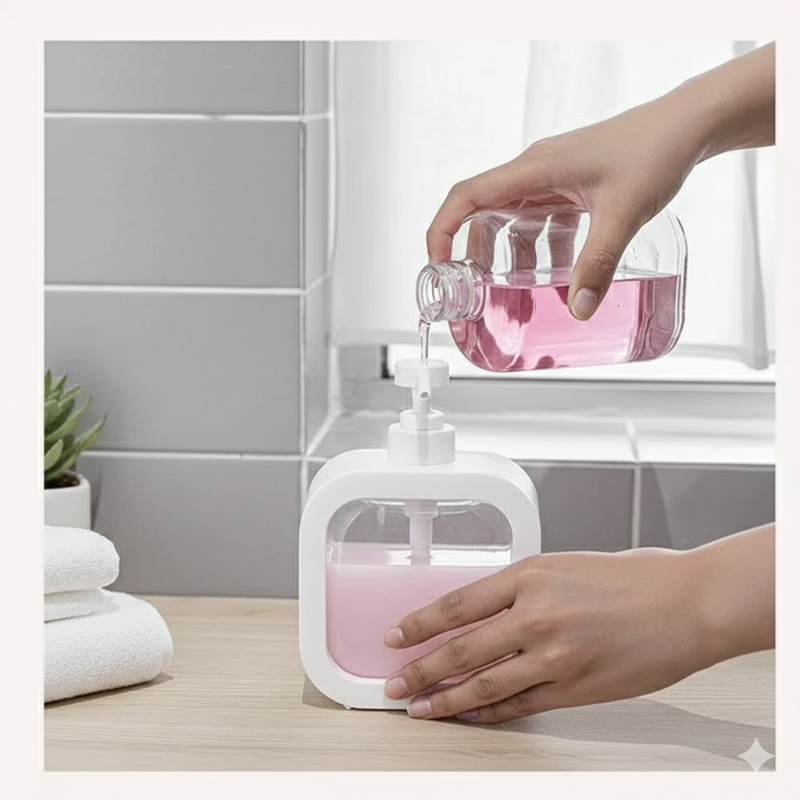 Large Capacity Plastic Soap Dispenser Bottle – Refillable Pump for Bathroom & Kitchen
