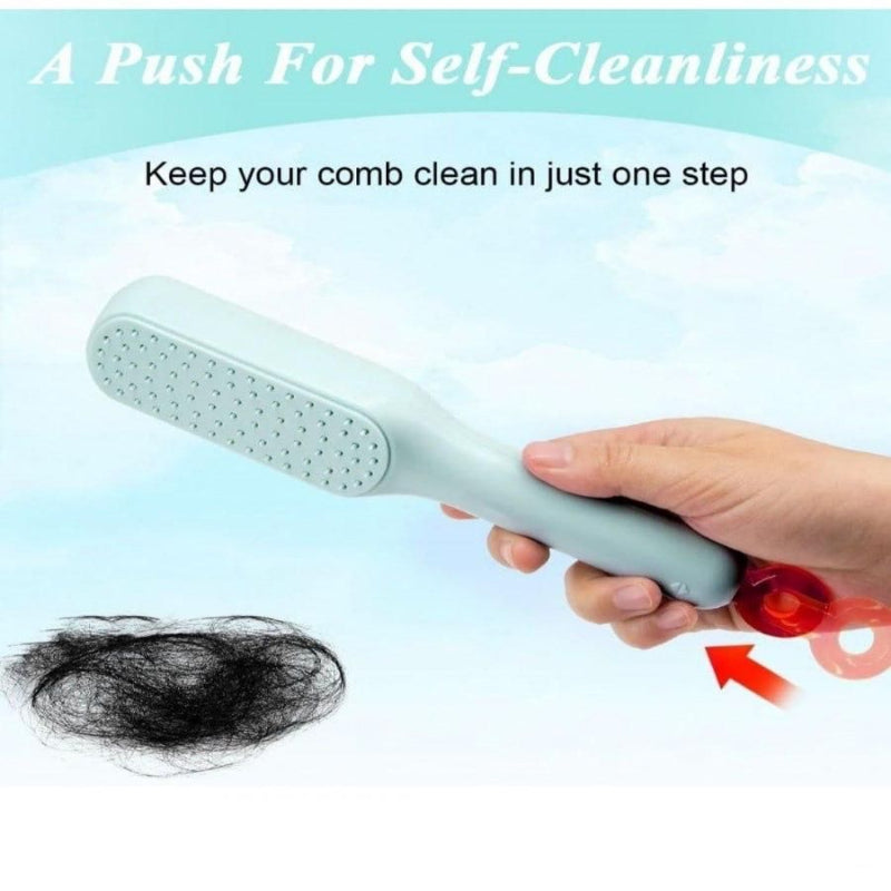 Self-Cleaning Anti-Static Massage Hair Comb – Gentle Scalp Care for Adults & Kids