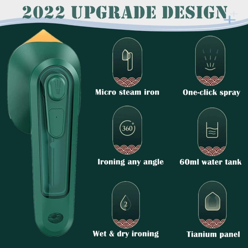 Portable Mini Travel Iron & Garment Steamer – Handheld Dry & Wet Ironing for Home & Travel