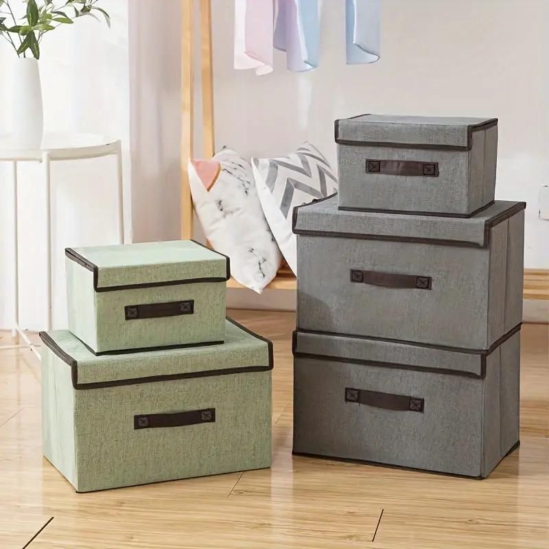 Multipurpose Fabric Storage Boxes with Lid – Wardrobe & Home Organizer (Pack of 2)