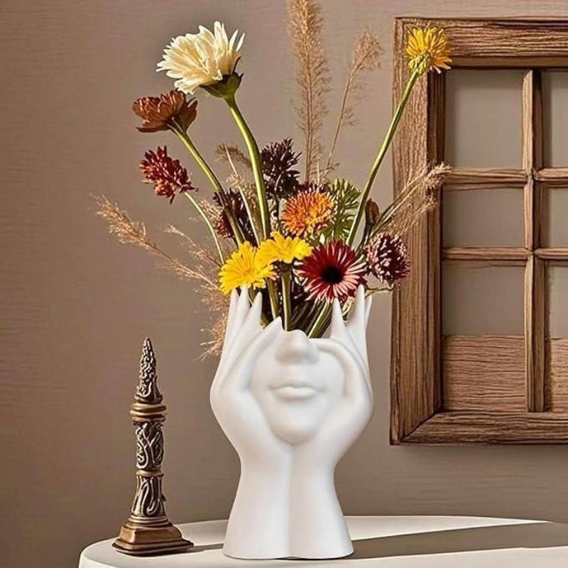 Modern Aesthetic Face Vase – Glossy Ceramic Art Décor