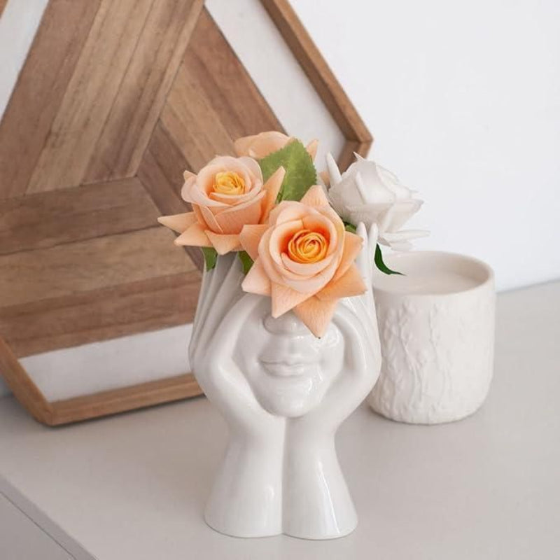 Modern Aesthetic Face Vase – Glossy Ceramic Art Décor