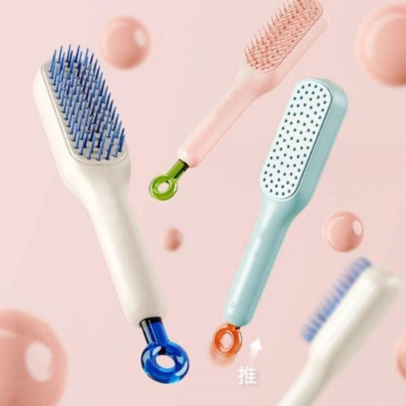 Self-Cleaning Anti-Static Massage Hair Comb – Gentle Scalp Care for Adults & Kids