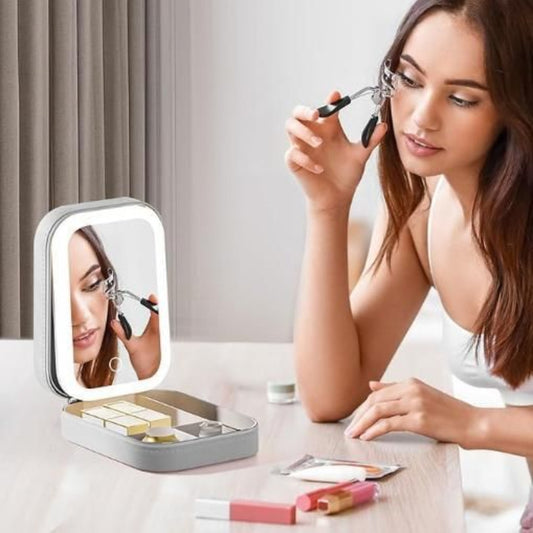 Luxury White Jewelry Box with LED Mirror – Premium Organizer for Accessories