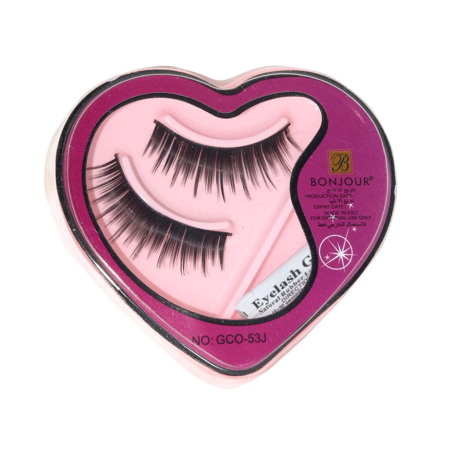 Bonjour 3D Natural False Eyelashes with Latex Glue + Free Nail Set