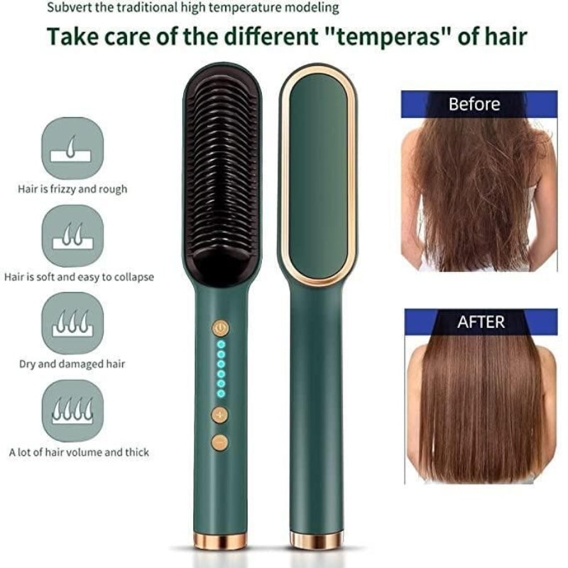 Professional Electric Hair Straightener Comb Brush – 3-in-1 Styling Tool with Adjustable Heat