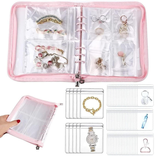Transparent Jewellery Organizer Book with 60 Pockets – Space-Saving Storage Album