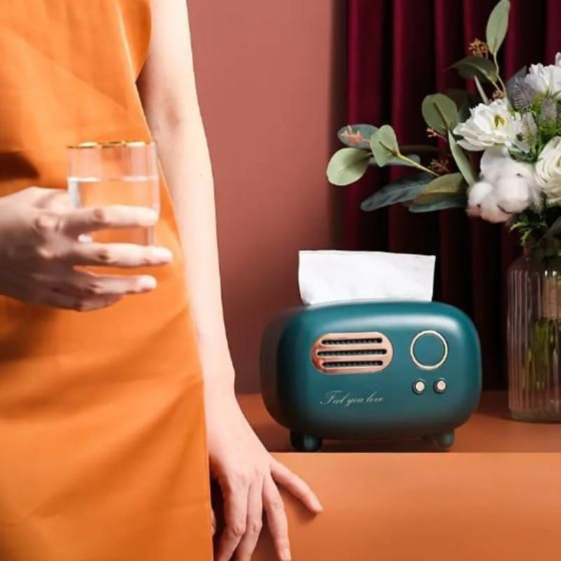 Vintage Radio Box Tissue Holder – Retro Decorative Napkin Dispenser for Home & Office