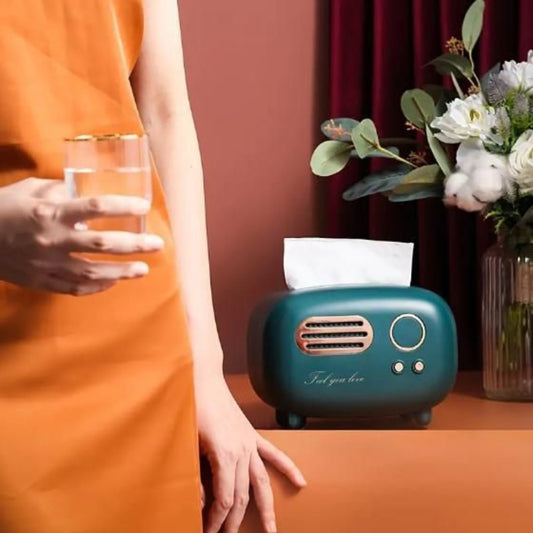 Vintage Radio Box Tissue Holder – Retro Decorative Napkin Dispenser for Home & Office