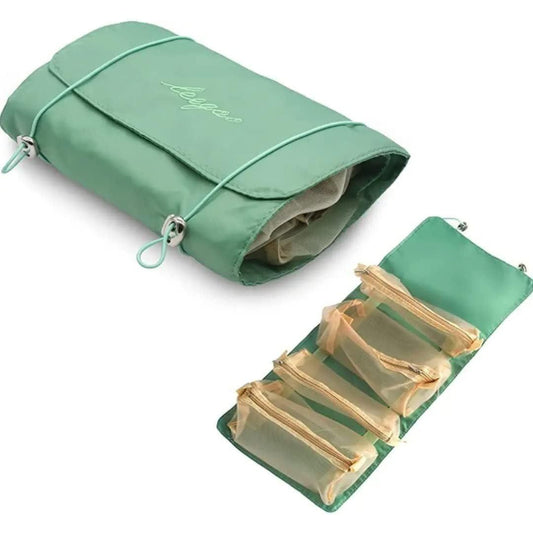 4-in-1 Detachable Hanging Travel Toiletry & Makeup Organizer Bag – Foldable Multi-Pouch Design