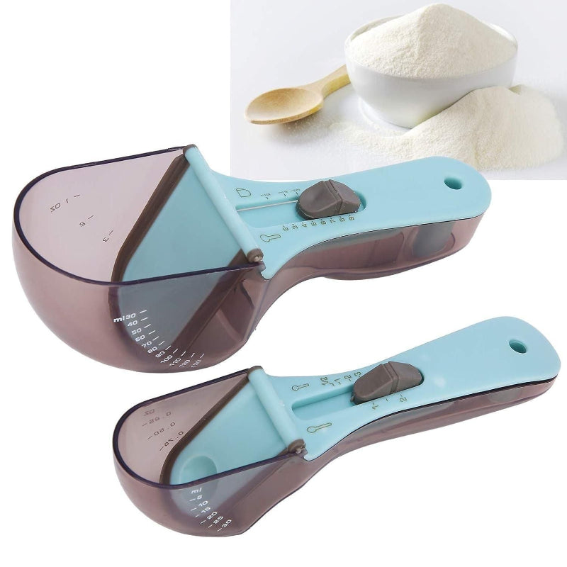 Adjustable Accurate Measuring Spoon Set – 130ml & 30ml Silicone + PP Baking & Cooking Tools