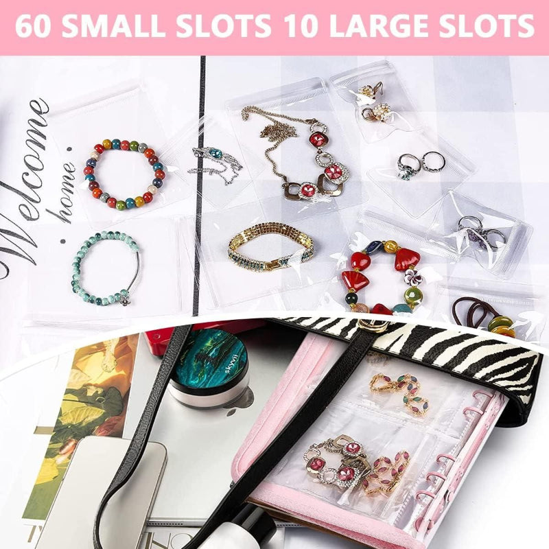 Transparent Jewellery Organizer Book with 60 Pockets – Space-Saving Storage Album