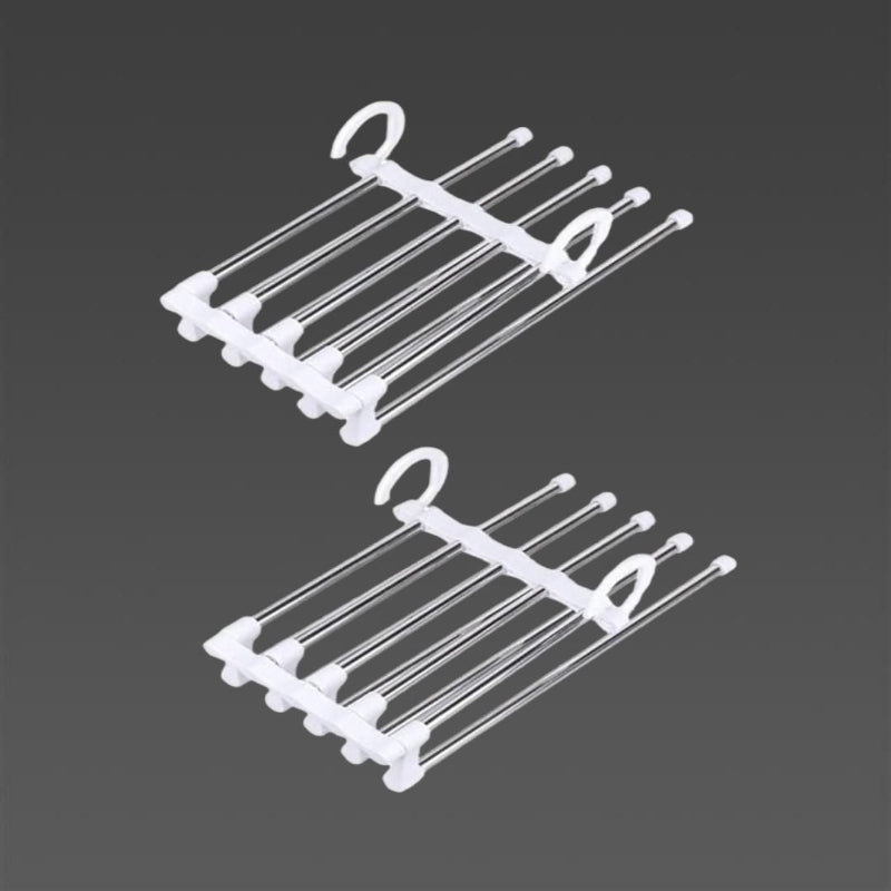 5-in-1 Stainless Steel Space-Saving Pants & Trouser Hanger Rack (Pack of 2)