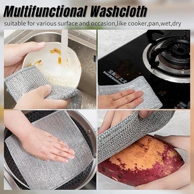 Multipurpose Wire Dishwashing Scrubber Rags for Wet & Dry Cleaning (Pack of 10)