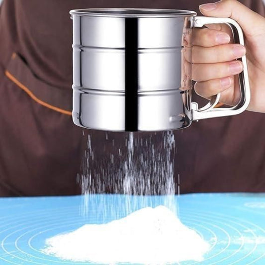 Stainless Steel Manual Flour Sifter (Atta Chhani) – Large Capacity Hand-Press for Baking & Cooking