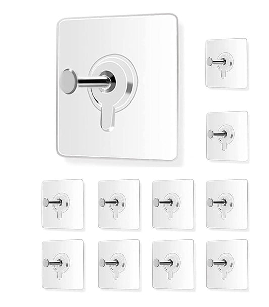 Heavy-Duty Self-Adhesive Wall Hooks (Pack of 10) – Strong, Nail-Free Hanging Solution
