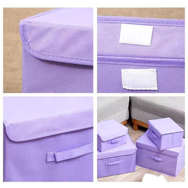 Foldable Fabric Storage Basket Bins with Lid & Handle – Wardrobe Organizer (Pack of 2)