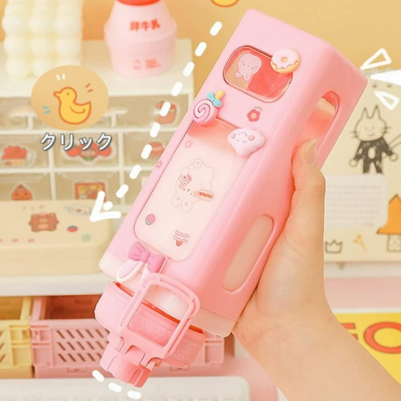700ml Kawaii Cute Water Bottle with Lid & Straw – Leakproof Portable Bottle