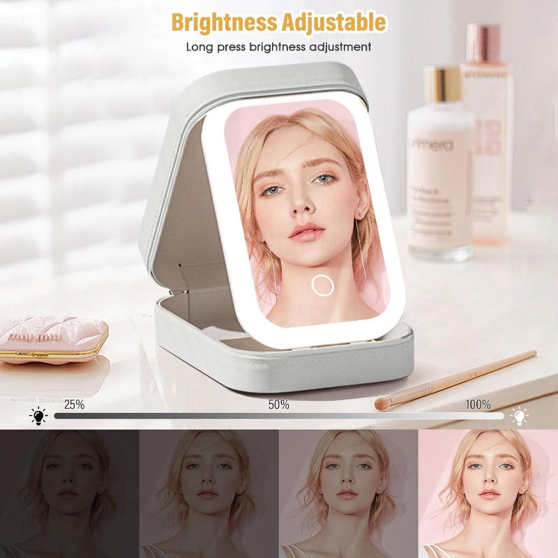 Luxury White Jewelry Box with LED Mirror – Premium Organizer for Accessories