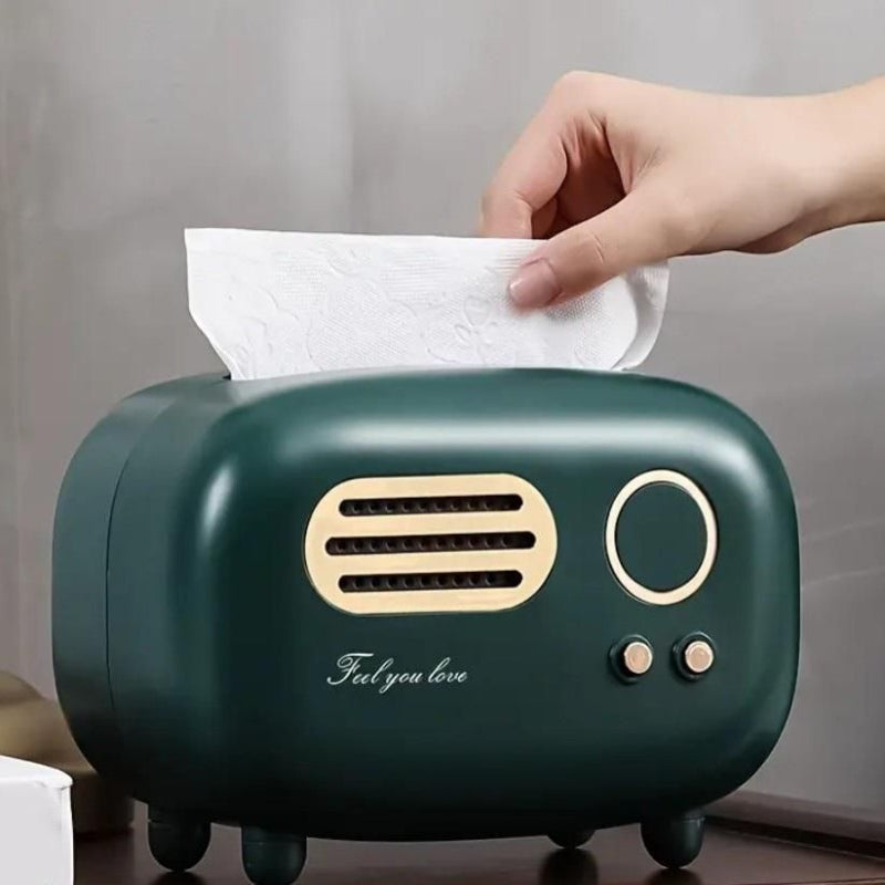 Vintage Radio Box Tissue Holder – Retro Decorative Napkin Dispenser for Home & Office