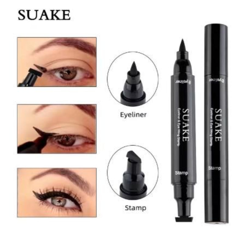 2-in-1 Precision Black Eyeliner Pencil with Perfect Wing Stamp