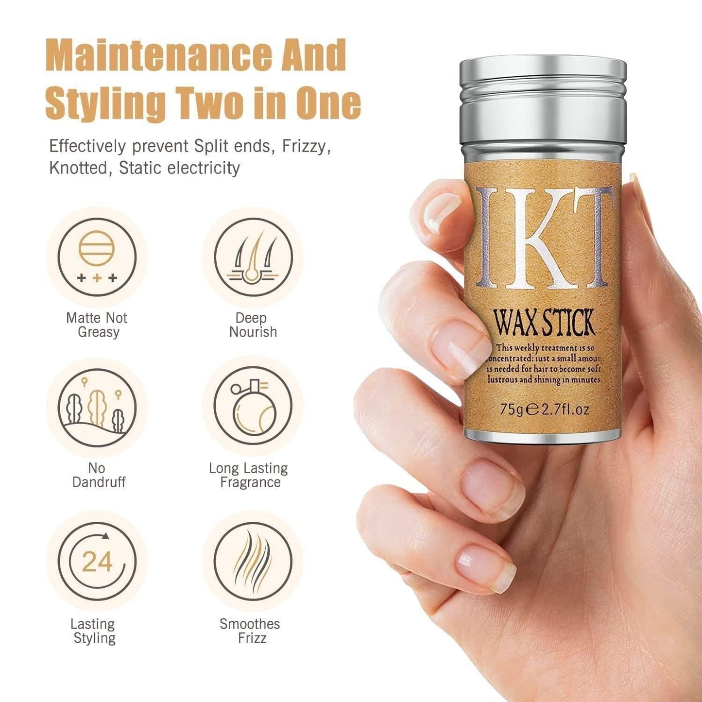 Professional Non-Greasy Hair Wax Stick – Smooth Finish & Flyaway Control