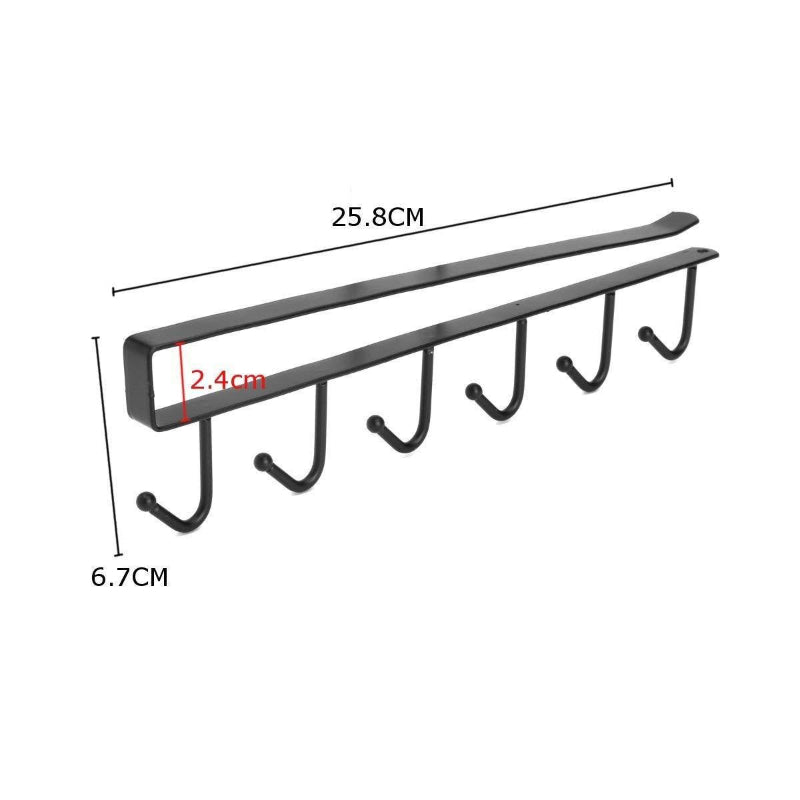 Under-Cabinet Metal Mug & Wine Glass Hanging Hooks – No-Drill Storage Rack for Kitchen & Closet