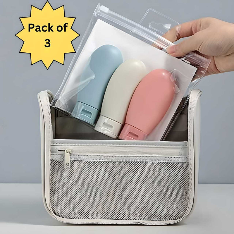 Leak-Proof Travel Bottles Set – 60ml Refillable Toiletry Containers (Pack of 3)