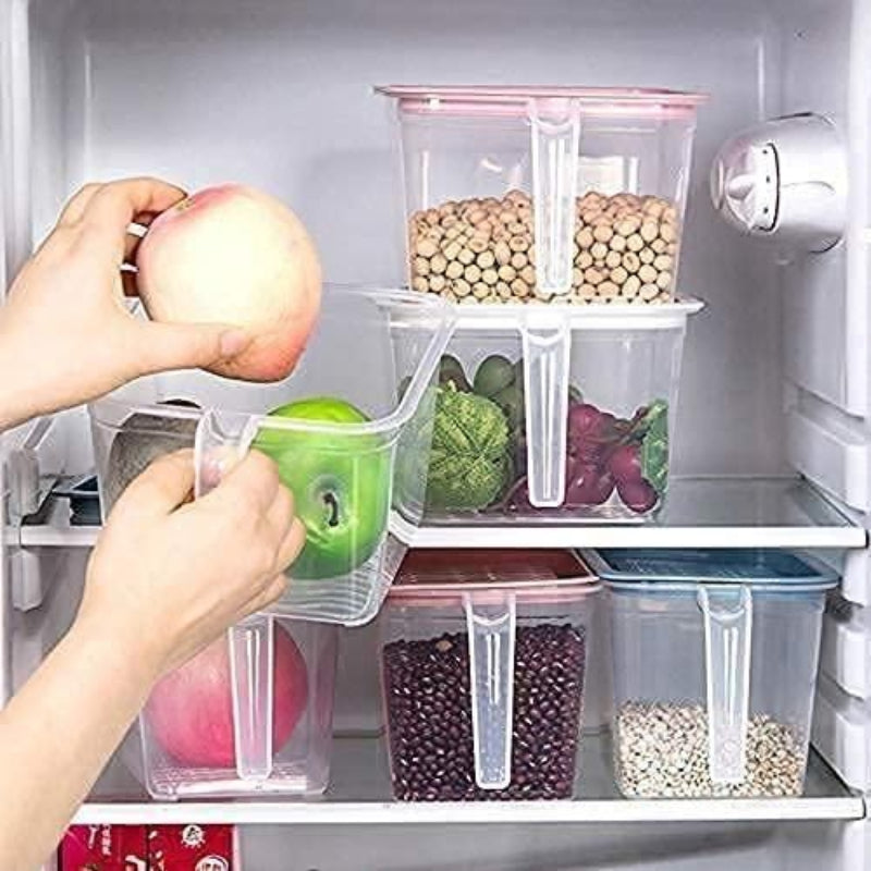 Kitchen Storage Basket Set (1000 ML) – Transparent Fridge & Pantry Containers (Pack of 6)