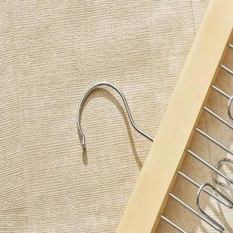Premium Wooden Multi-Hook Hanger – Space-Saving Organizer with Metal Hooks