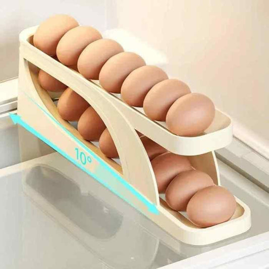 Automatic Rolling Egg Storage Rack – Gravity-Based Refrigerator Egg Organizer