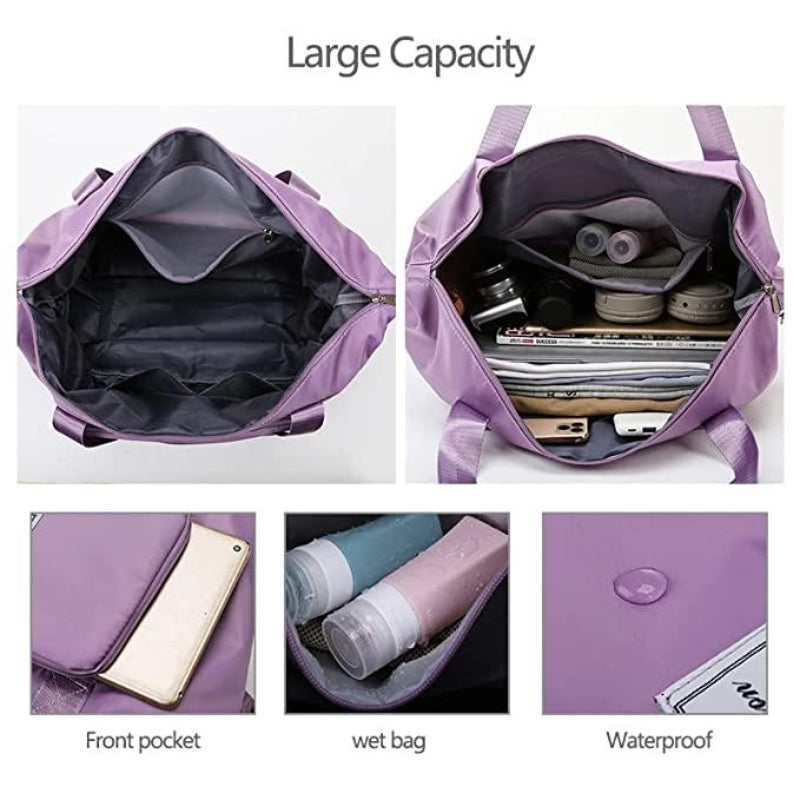 Foldable Nylon Travel Duffle Bag – Lightweight Waterproof Carry Bag (22 cm, Lavender)