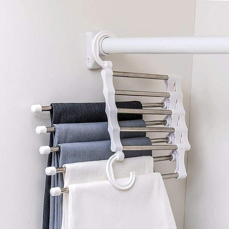 5-in-1 Stainless Steel Space-Saving Pants & Trouser Hanger Rack (Pack of 2)