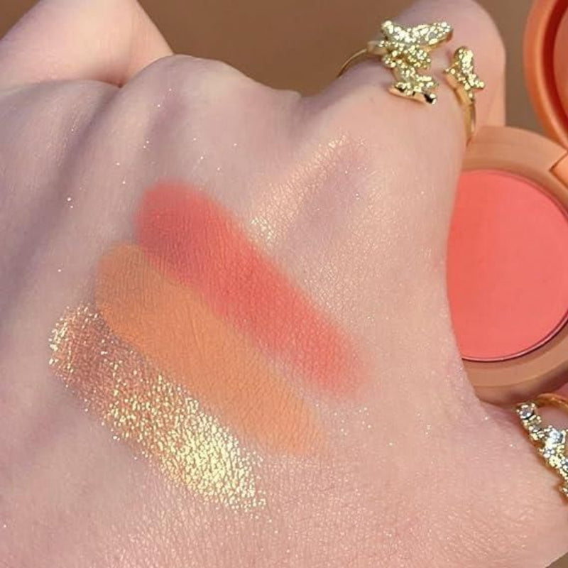 3-in-1 Face Makeup Palette – Blusher + Highlighter Mini Compact (Travel-Friendly)