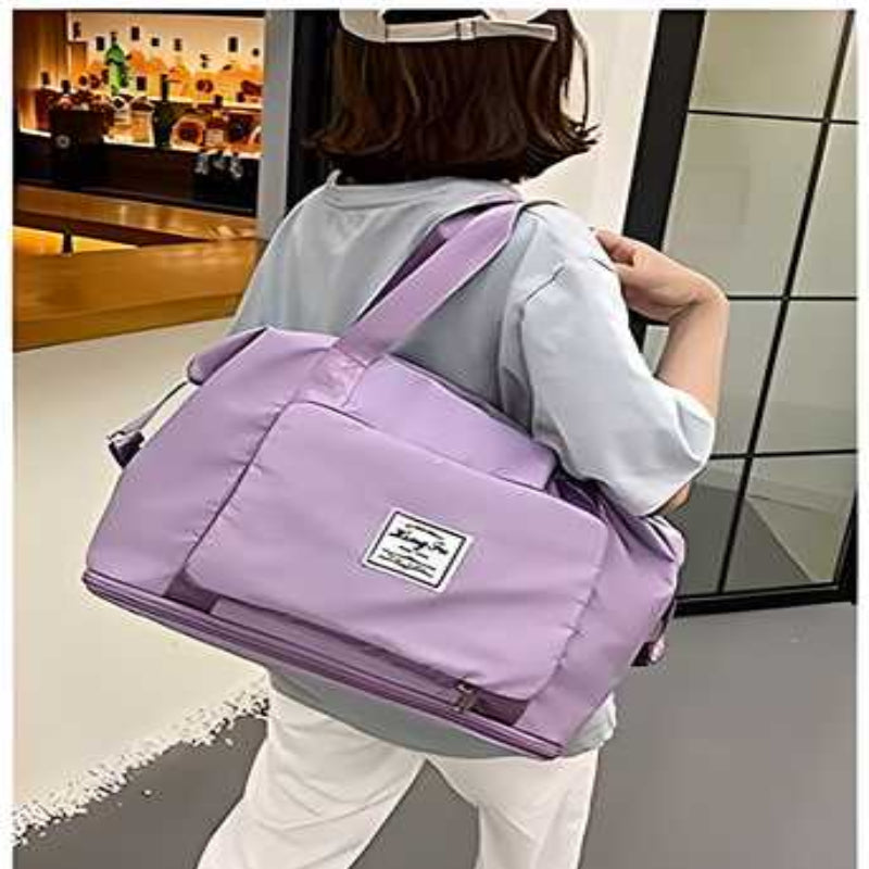 Foldable Nylon Travel Duffle Bag – Lightweight Waterproof Carry Bag (22 cm, Lavender)
