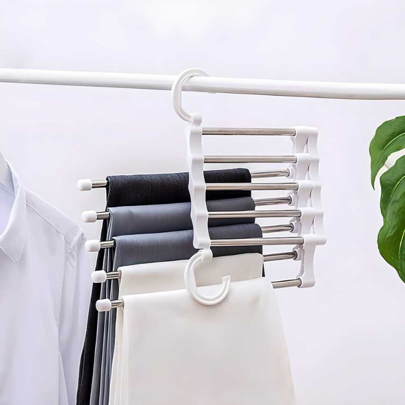 5-in-1 Stainless Steel Space-Saving Pants & Trouser Hanger Rack (Pack of 2)