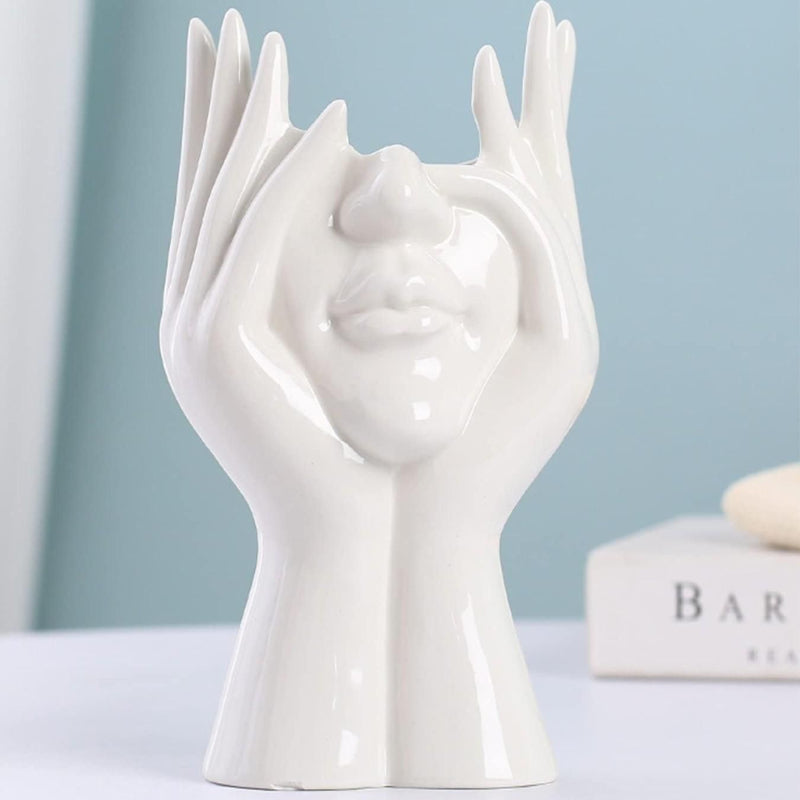 Modern Aesthetic Face Vase – Glossy Ceramic Art Décor