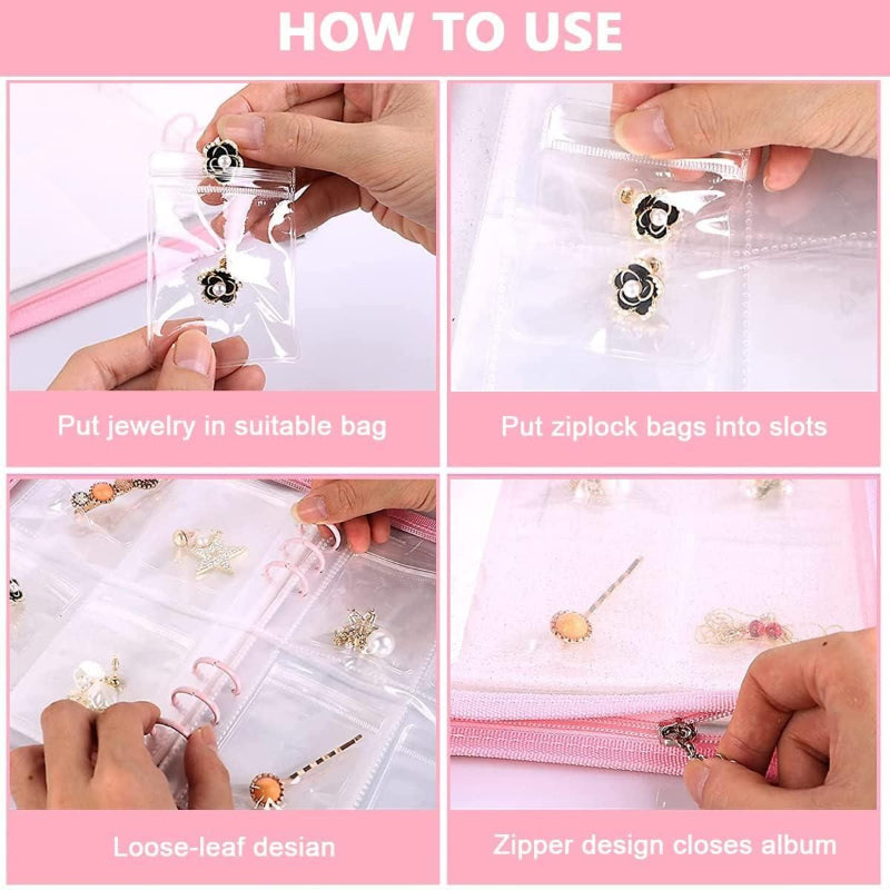 Transparent Jewellery Organizer Book with 60 Pockets – Space-Saving Storage Album